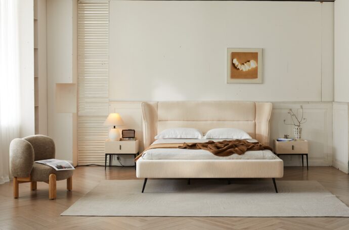 מיטה דגם דרים - שמנת פאבריק + מזרן מתנה