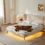 מיטה דגם דרים - שמנת פאבריק + מזרן מתנה