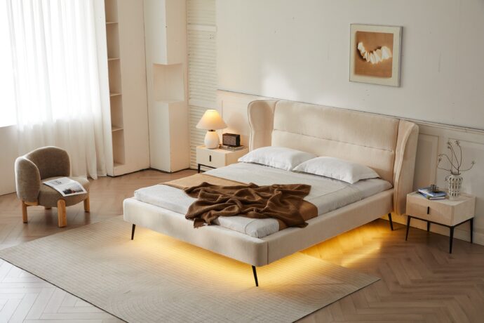 מיטה דגם דרים - שמנת פאבריק + מזרן מתנה