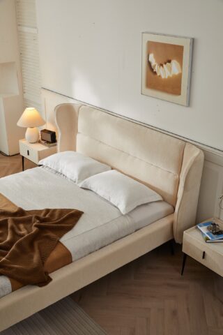 מיטה דגם דרים - שמנת פאבריק + מזרן מתנה