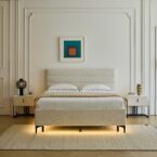 מיטה דגם הילה - שמנת בד טדי + ארגז מצעים ומזרן מתנה