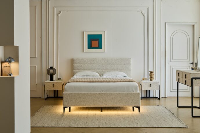 מיטה דגם הילה - שמנת בד טדי + ארגז מצעים ומזרן מתנה