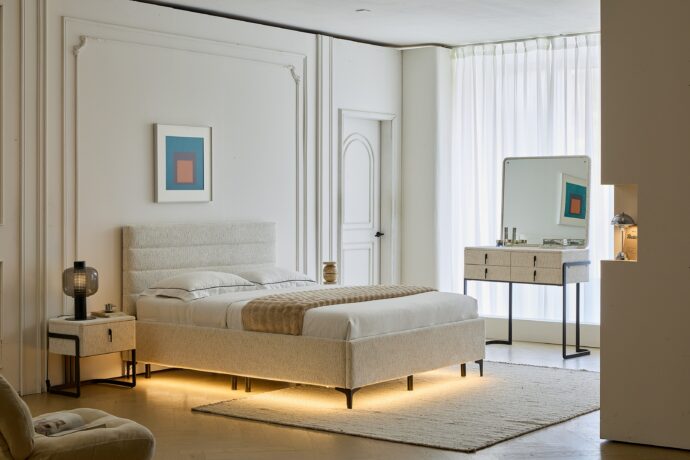 מיטה דגם הילה - שמנת בד טדי + ארגז מצעים ומזרן מתנה