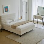 מיטה דגם הילה - שמנת בד טדי + ארגז מצעים ומזרן מתנה