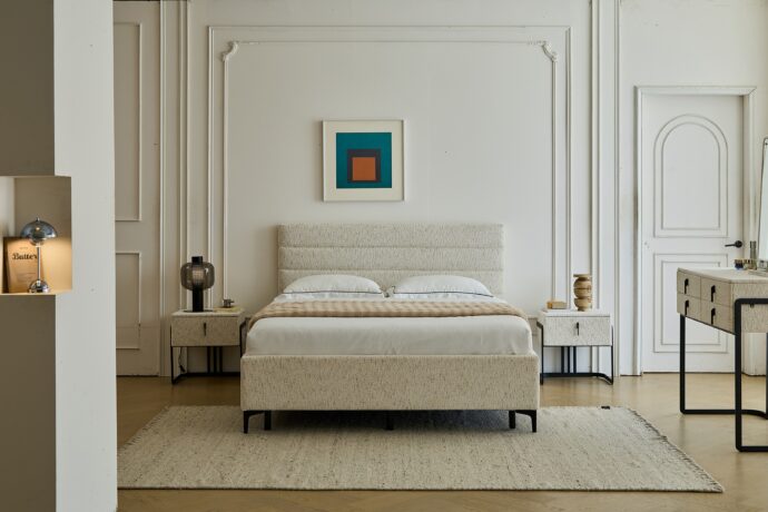 מיטה דגם הילה - שמנת בד טדי + ארגז מצעים ומזרן מתנה