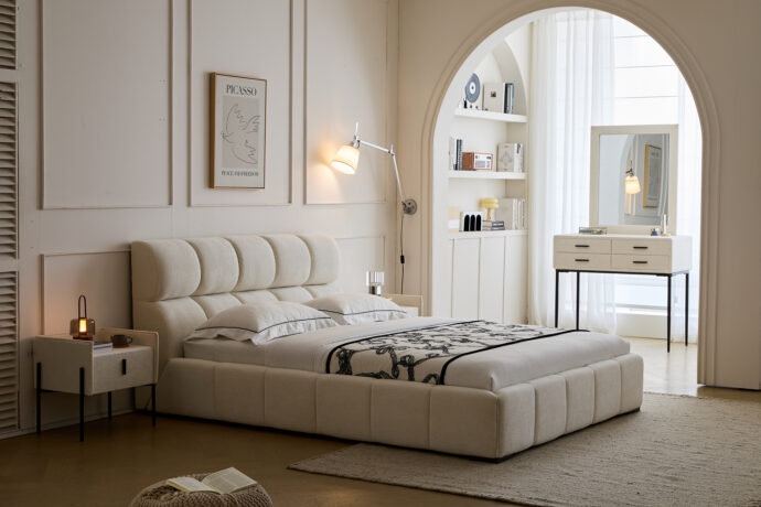 מיטה דגם סילבר - שמנת בד טדי + מזרן במתנה