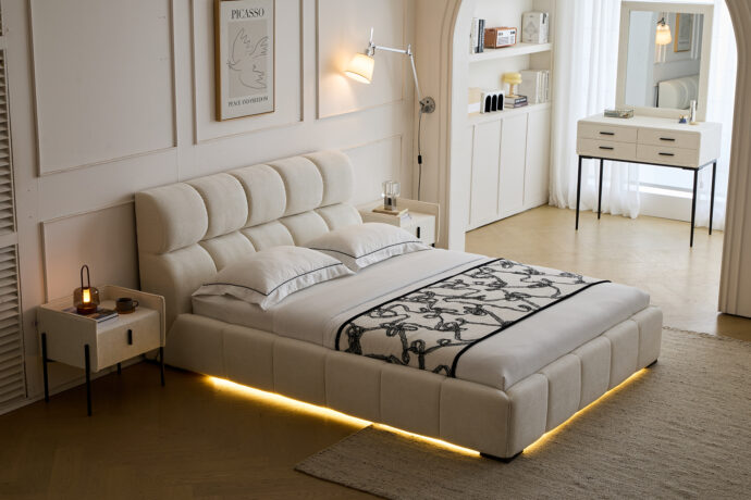 מיטה דגם סילבר - שמנת בד טדי + מזרן במתנה