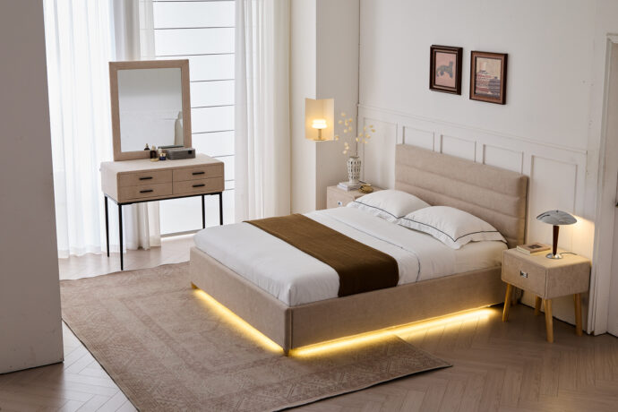 מיטה דגם עדן - סהרה בד טדי + ארגז מצעים ומזרן מתנה