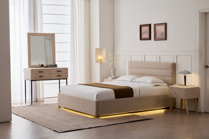 מיטה דגם עדן - סהרה בד טדי + ארגז מצעים ומזרן מתנה