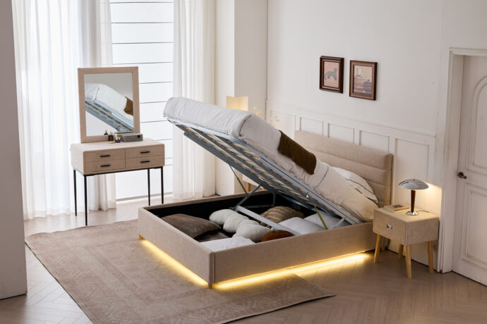 מיטה דגם עדן - סהרה בד טדי + ארגז מצעים ומזרן מתנה