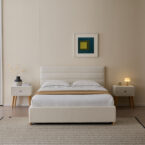 מיטה דגם עדן - שמנת בד טדי + ארגז מצעים ומזרן מתנה