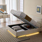 מיטה דגם עדן - שמנת בד טדי + ארגז מצעים ומזרן מתנה