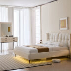 מיטה דגם פריז - שמנת בד טדי + מזרן במתנה