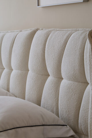 מיטה דגם פריז - שמנת בד טדי + מזרן במתנה