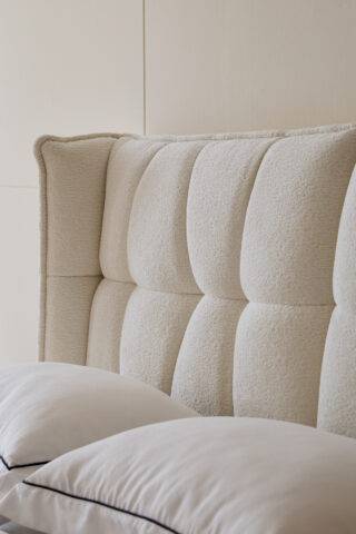 מיטה דגם פריז - שמנת בד טדי + מזרן במתנה