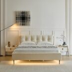 מיטה דגם רויאל - שמנת בד טדי + מזרן במתנה