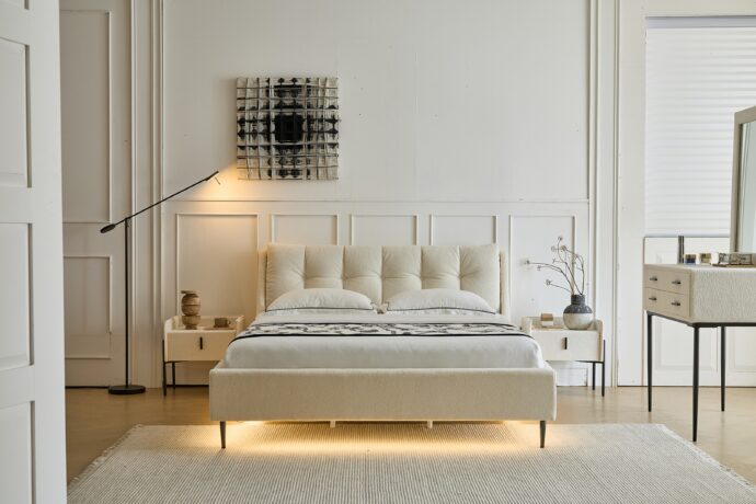 מיטה דגם רויאל - שמנת בד טדי + מזרן במתנה