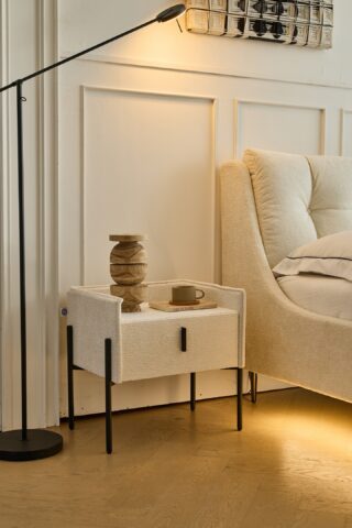 מיטה דגם רויאל - שמנת בד טדי + מזרן במתנה