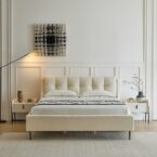 מיטה דגם רויאל - שמנת בד טדי + מזרן במתנה