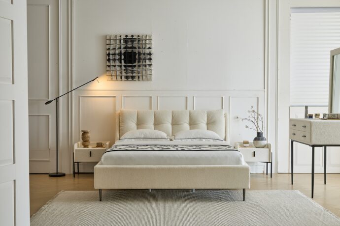 מיטה דגם רויאל - שמנת בד טדי + מזרן במתנה