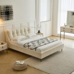 מיטה דגם רויאל - שמנת בד טדי + מזרן במתנה