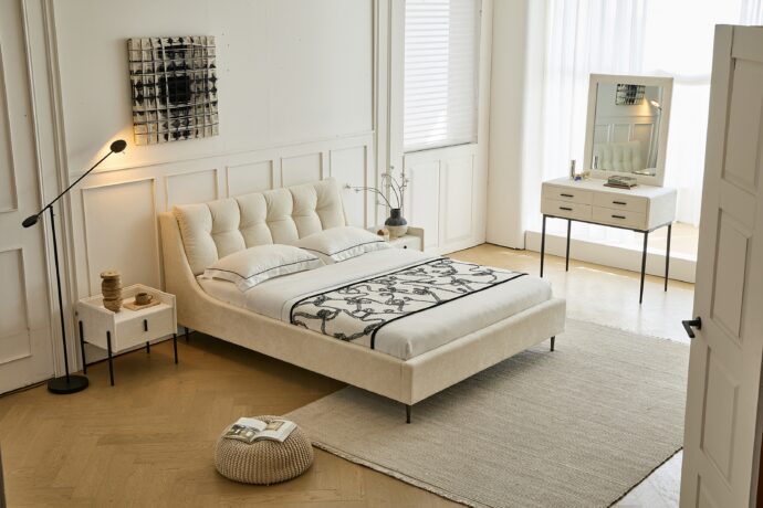 מיטה דגם רויאל - שמנת בד טדי + מזרן במתנה