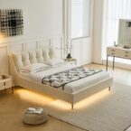 מיטה דגם רויאל - שמנת בד טדי + מזרן במתנה