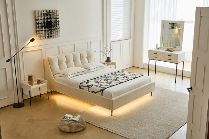 מיטה דגם רויאל - שמנת בד טדי + מזרן במתנה