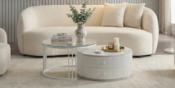 שולחן סלון דגם מיקונוס לבן