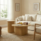 שולחן סלון דגם רטרו בגוון אלון טבעי