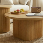 שולחן סלון דגם רטרו בגוון אלון טבעי