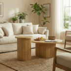 שולחן סלון דגם רטרו בגוון אלון טבעי