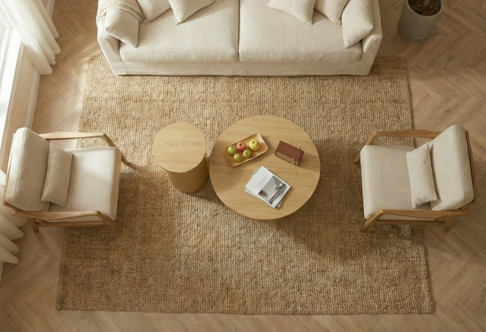 שולחן סלון דגם רטרו בגוון אלון טבעי