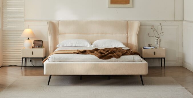 מיטה דגם דרים - שמנת פאבריק + מזרן מתנה