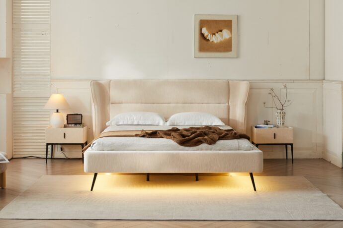 מיטה דגם דרים - שמנת פאבריק + מזרן מתנה