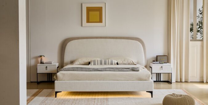 מיטה דגם ונציה - שמנת FABRIC + מזרן מתנה