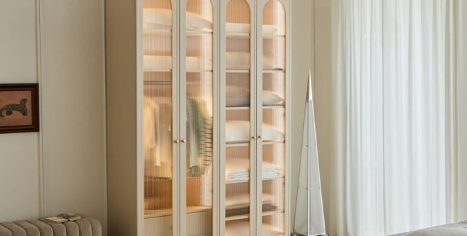 ארון דגם אגם 4 דלתות בגוון סהרה + תאורה