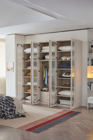 ארון דגם אגם 6 דלתות בגוון סהרה + תאורה