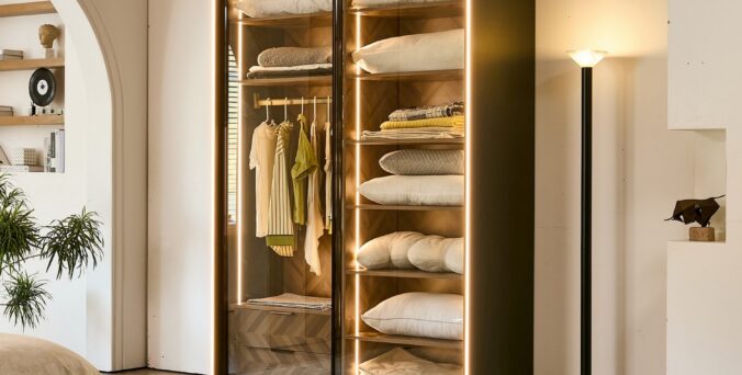 ארון הזזה דגם לין 2 דלתות בגוון שחור 160/240