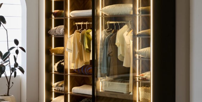 ארון הזזה דגם לין 2 דלתות בגוון שחור 240/240