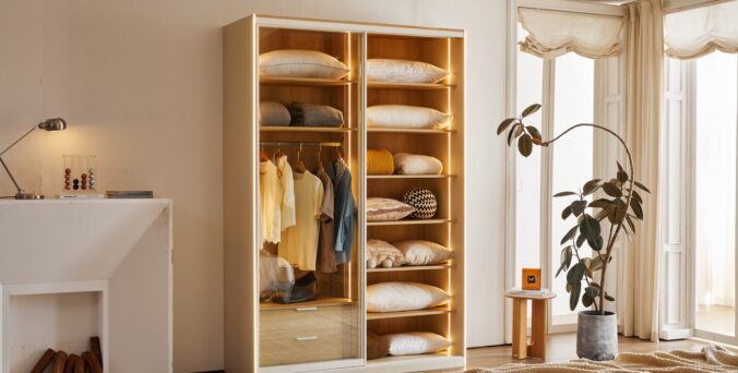 ארון הזזה דגם לין 2 דלתות בגוון שמנת 160/240