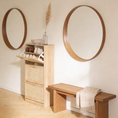 ארון נעליים דגם איתן בגוון אלון + ראטן