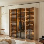 ארון דגם רז 6 דלתות בגוון טרוורטין + תאורה