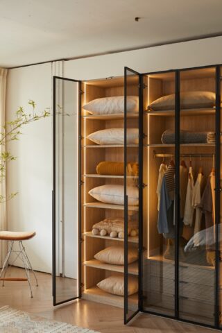 ארון דגם רז 6 דלתות בגוון טרוורטין + תאורה