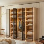 ארון דגם רז 6 דלתות בגוון טרוורטין + תאורה