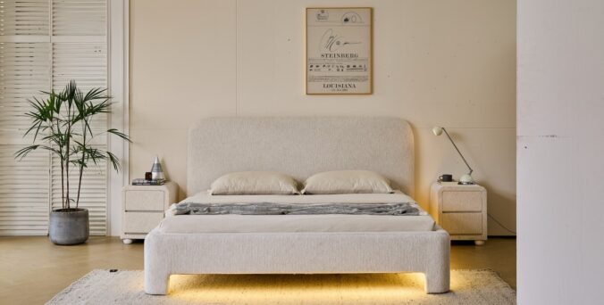 מיטה דגם אתונה - שמנת בוקלה + מזרן במתנה