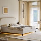 מיטה דגם ונציה - שמנת FABRIC + מזרן מתנה