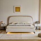 מיטה דגם ונציה - שמנת FABRIC + מזרן מתנה