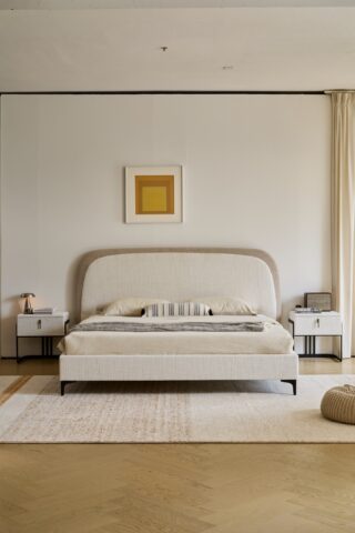 מיטה דגם ונציה - שמנת FABRIC + מזרן מתנה