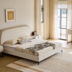 מיטה דגם ונציה - שמנת FABRIC + מזרן מתנה